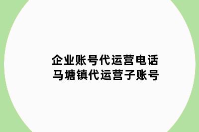 企业账号代运营电话 马塘镇代运营子账号